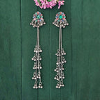 JS Fashion Boho Oxidized Long Earrings with Color Stones for Women & Girls - Distacart