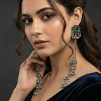 JS Fashion Boho Oxidized Long Earrings with Color Stones for Women & Girls - Distacart