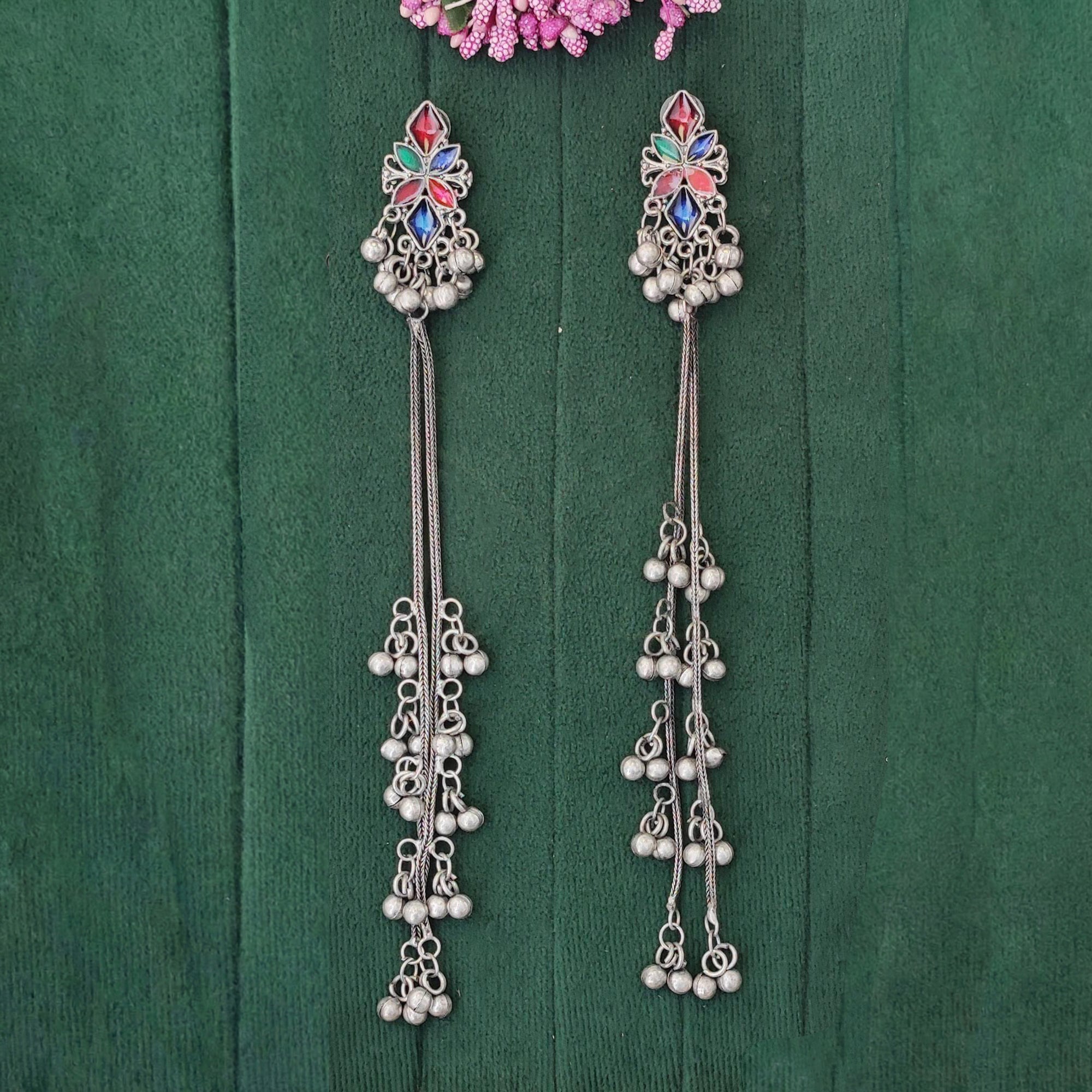 JS Fashion Traditional Long Oxidized Earrings with Ghungroo for Women & Girls - Distacart