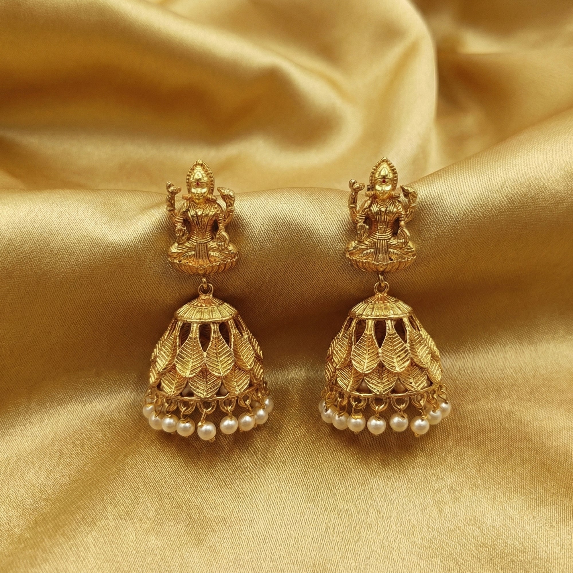 JS Fashion God Laxmi Leaf Jhumka Temple Earrings for Women & Girls - Distacart