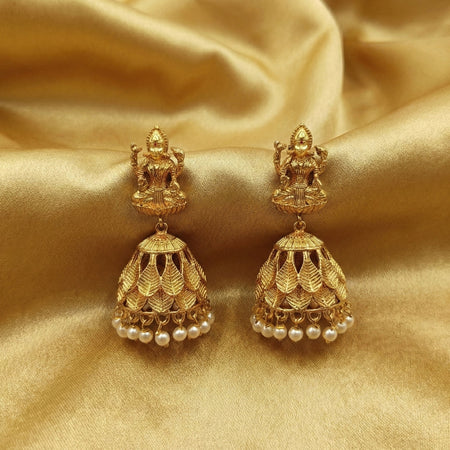 JS Fashion God Laxmi Leaf Jhumka Temple Earrings for Women & Girls