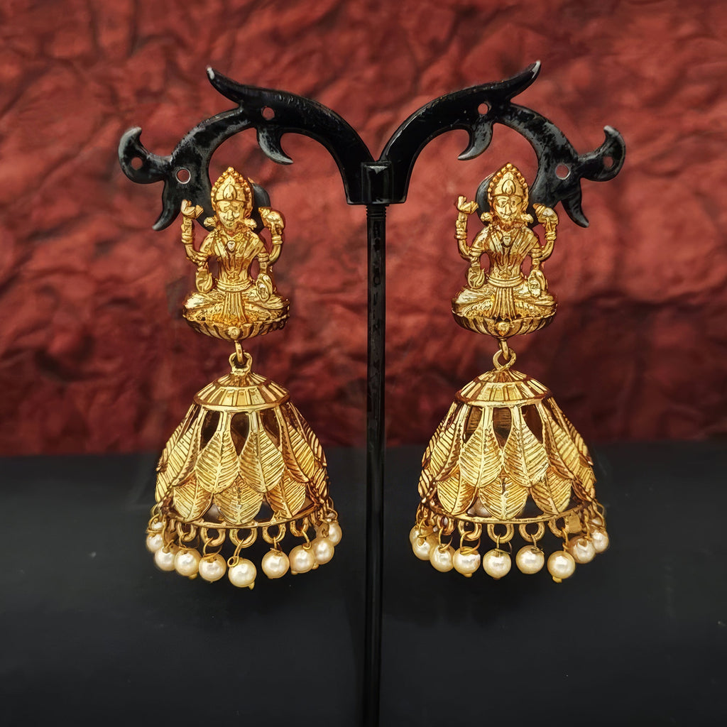 JS Fashion God Laxmi Leaf Jhumka Temple Earrings for Women & Girls - Distacart
