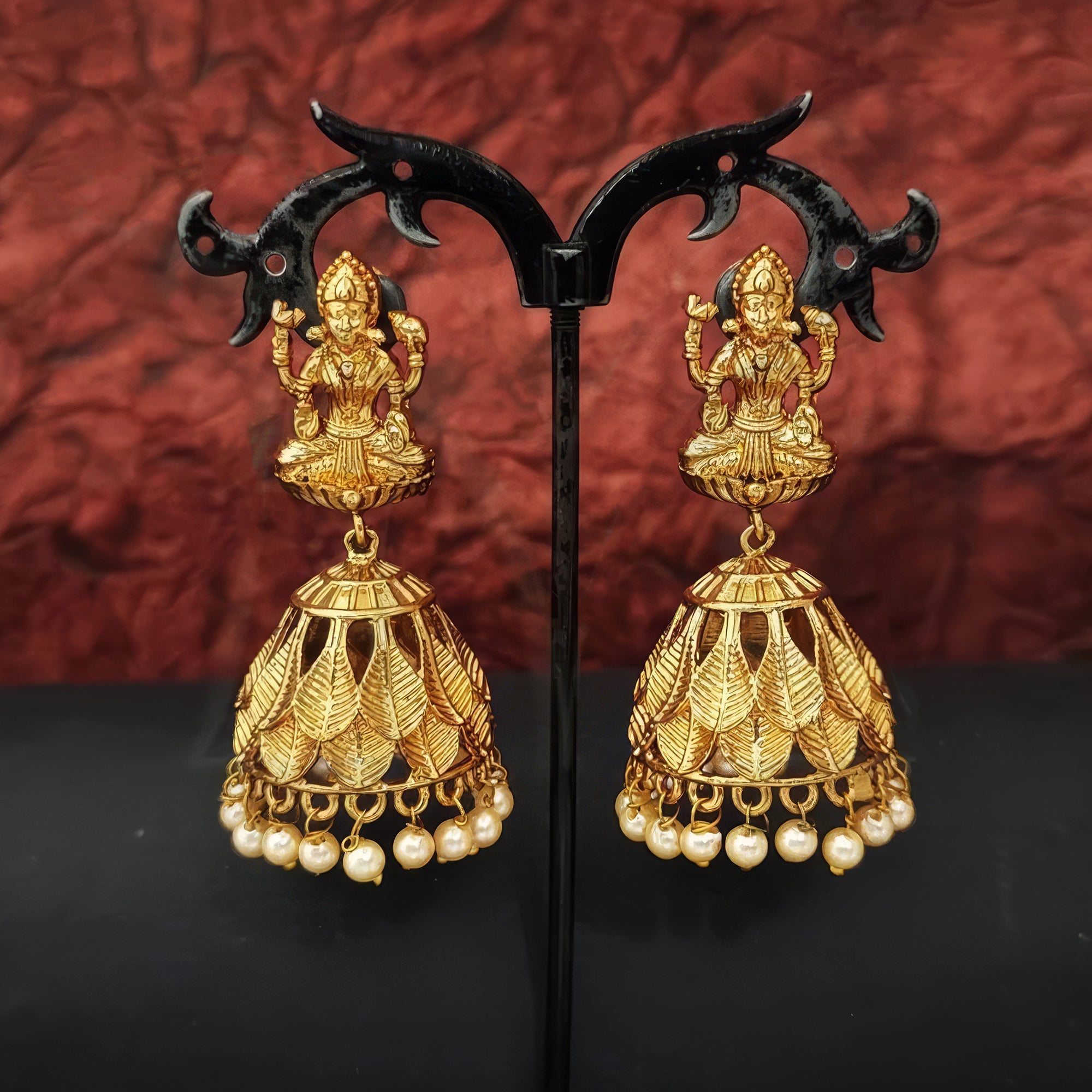 JS Fashion God Laxmi Leaf Jhumka Temple Earrings for Women & Girls - Distacart