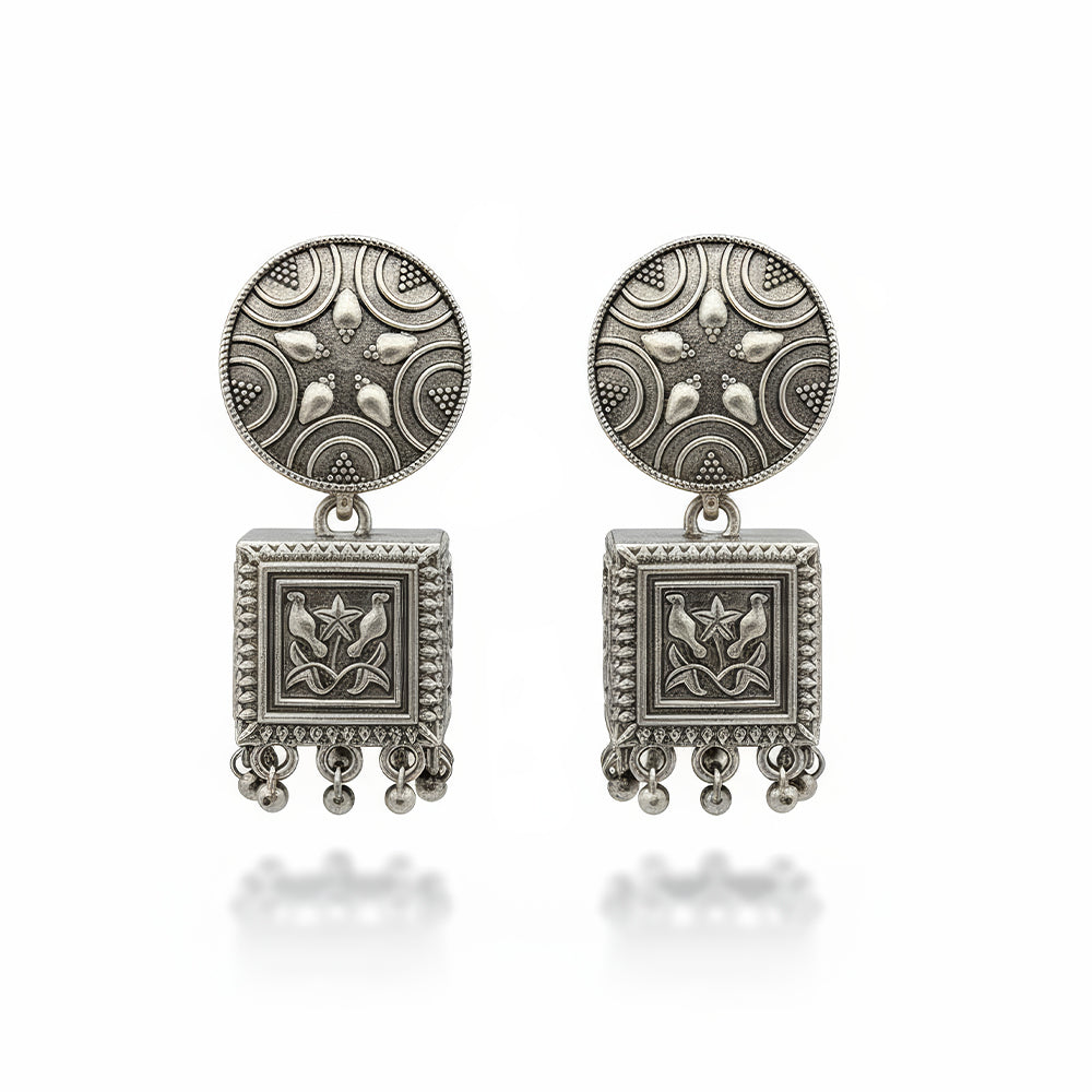 JS Fashion Traditional Trendy Oxidized Silver Polish Designer Earrings for Women & Girls - Distacart