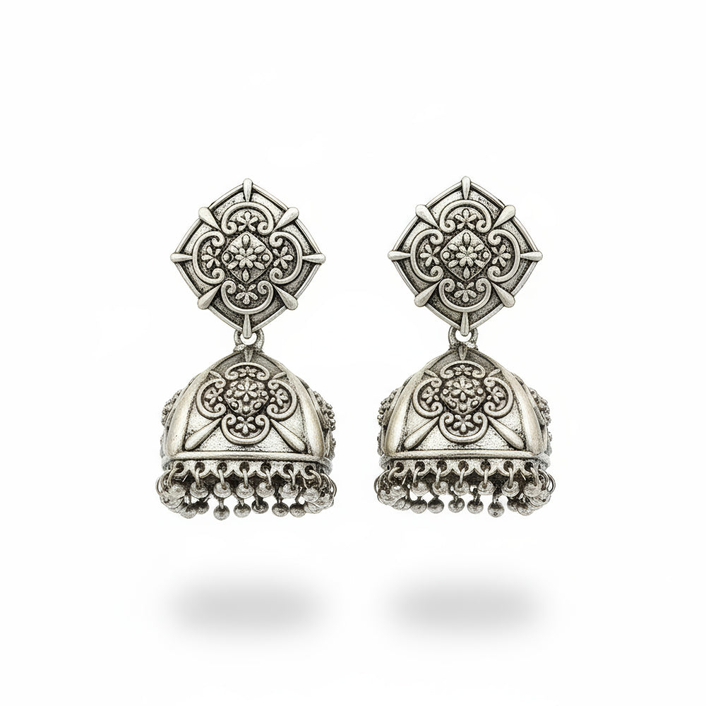 JS Fashion Beautiful Oxidised Silver Plated Jhumka Earrings for Women & Girls - Distacart