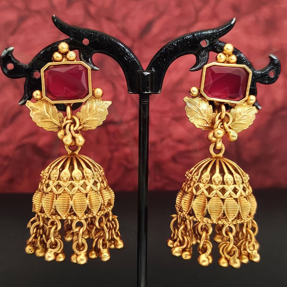 JS Fashion Matte Gold Polish Designer Jhumka Earrings for Women - Distacart