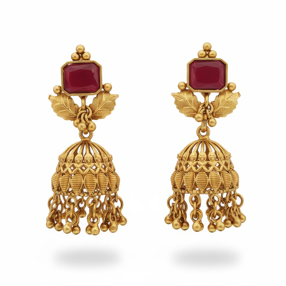 JS Fashion Matte Gold Polish Designer Jhumka Earrings for Women - Distacart