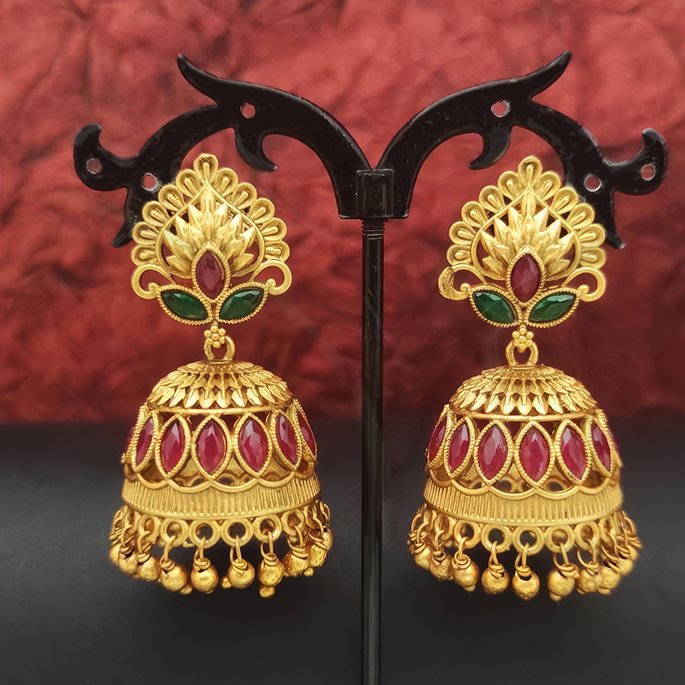 JS Fashion Matte Gold Designer Jhumka Earrings – Fancy Party Wear Traditional Jewelry for Women - Distacart