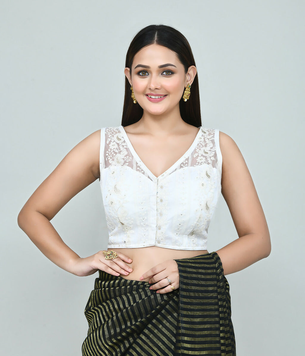 Joban Fashion Women's White Embroidered Stitched Blouse - Distacart