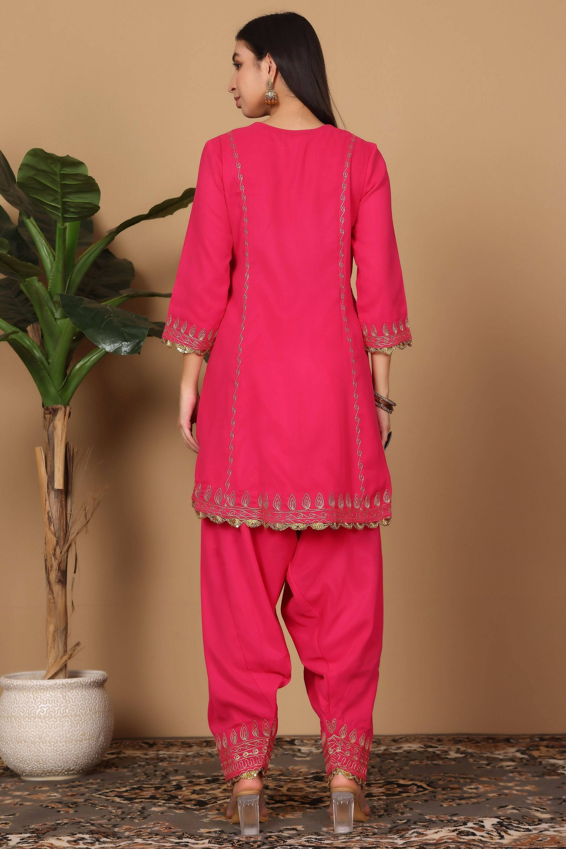 Joban Fashion Pink Georgette Kurta Set - Distacart