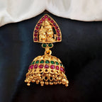 JS Fashion shiv parvati Designer Golden Clustered Pearl High Gold Polish Temple Jhumka Earring - Distacart