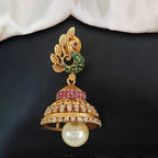 JS Fashion Kemp Jewellery Matte Gold Polish Peacock Design Kemp Jhumka Earrings - Distacart