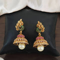 JS Fashion Kemp Jewellery Matte Gold Polish Peacock Design Kemp Jhumka Earrings - Distacart