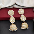 JS Fashion Antique High Gold Earrings with Clustered Pearls & Full Stones – Elegant Party Wear Jewelry for Women - Distacart