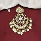 JS Fashion Antique Long Earrings with White Stones – Designer Mehendi Polish Fashion Jewelry for Women - Distacart