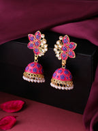 NVR Women Pink Dome Shaped Jhumka Earrings - Distacart