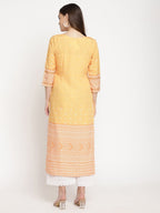 Ahalyaa Women Yellow Crepe Digital Print Kurti