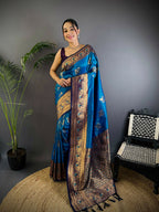 Joban Fashion Banarasi Royal Blue Woven Soft Silk Saree - Distacart