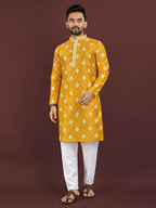 Anaita Yellow Embroidered Silk Straight Kurta