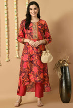 Joban Fashion Red Maslin Kurta Set