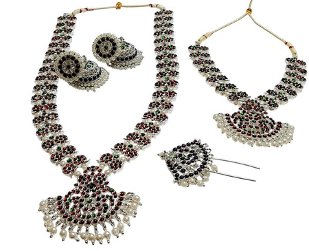 Elite Trading contemporary Design Bharatanatyam Jewelry Set in Latest Color Combination Traditional Dance Jewelry/Temple Jewelry Set