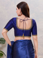 Joban Fashion Women Silk Navy-Blue Stitched Blouse