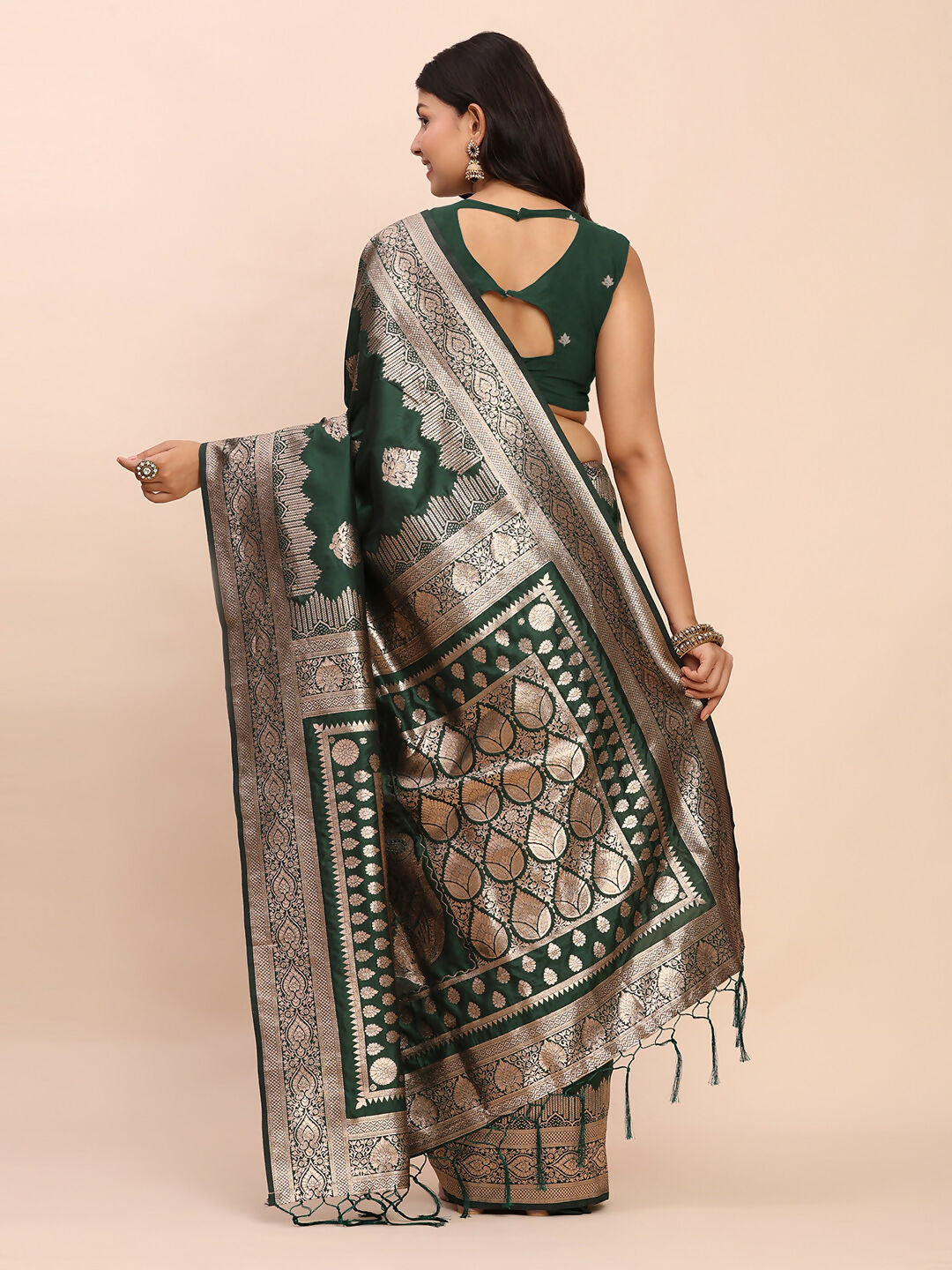 Shree Shyam Fashion Banarasi Silk Green Saree - Distacart