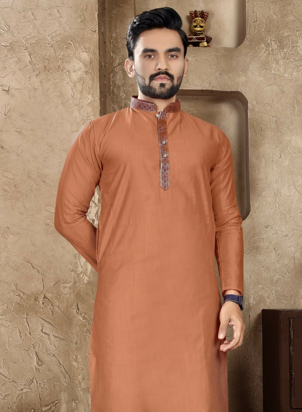 Anaita Orange Linen Silk Straight Kurta