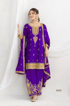 Anaita Purple Chinon Readymade Suit with Embroidery Coding & Sequence Work - Distacart