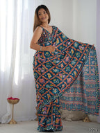 Designer Partywear Georgette Blue Fancy Saree-Durga