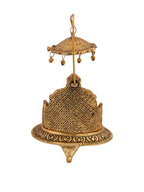 CraftVatika Gold-Polished Ladoo Gopal Singhasan/Pooja Chowki Showpiece