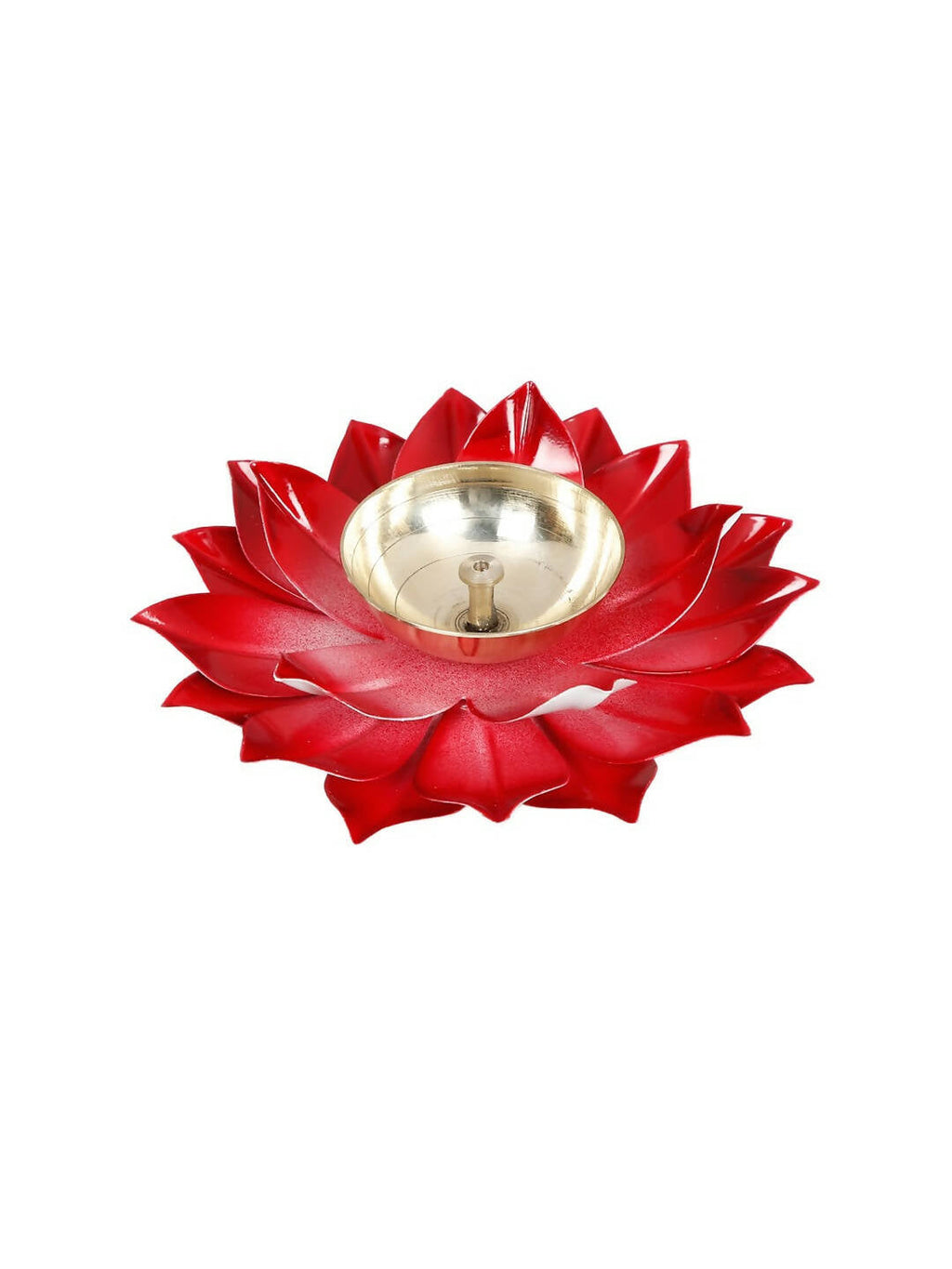 CraftVatika Red Lotus-Shaped Pooja Diya Oil Lamp - Distacart