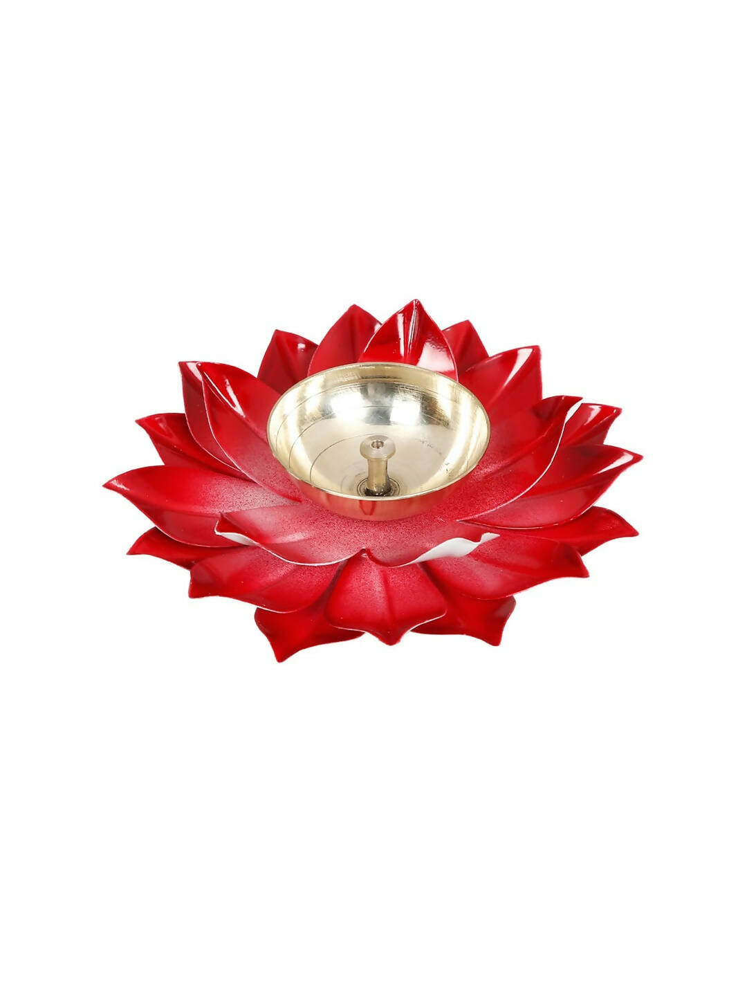 CraftVatika Red Lotus-Shaped Pooja Diya Oil Lamp - Distacart