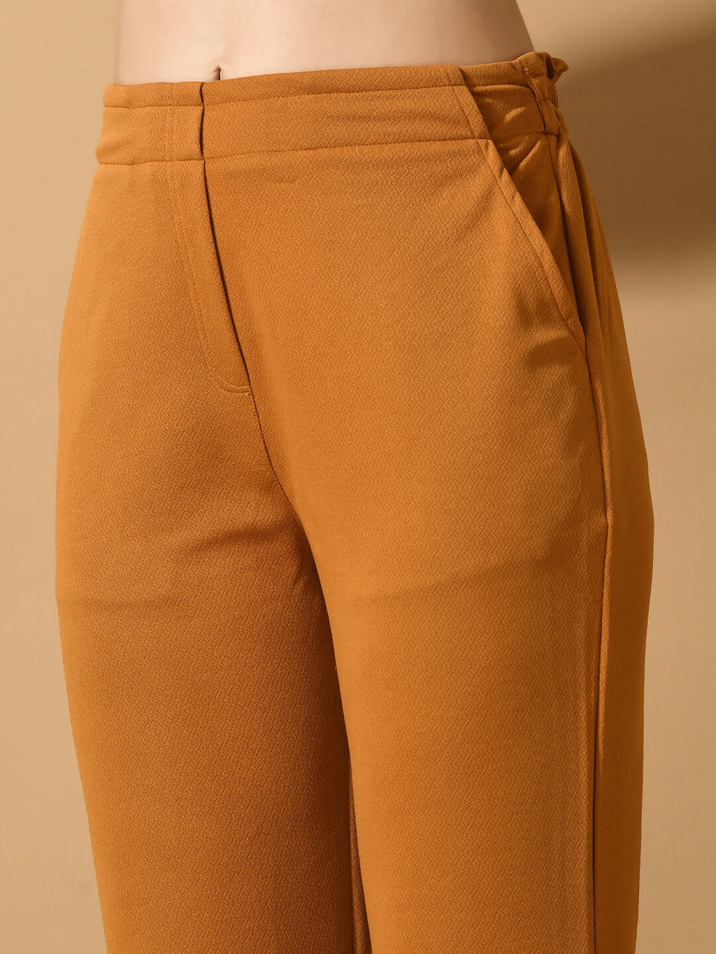 Myshka Women's Mustard Straight Fit Party Trouser