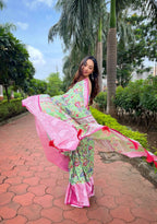 Vamsee Bhavi Pink Tussar Dola Satin Silk Saree