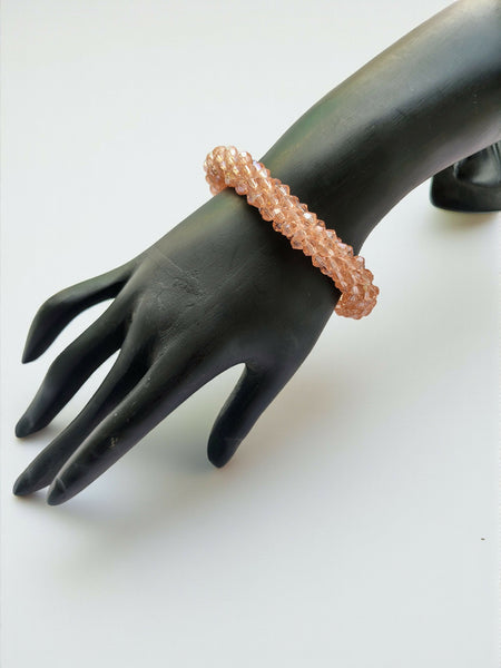 Inhanns Unisex Crystal Bloom – Adjustable Crystal Bead Bracelets - Peach