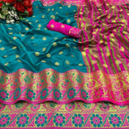 Vamika Cotton Rich Silk With Jacquard Weaving Rama Green Saree
