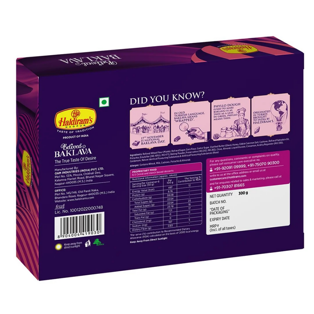Haldiram's Assorted Baklava Sweets - Distacart