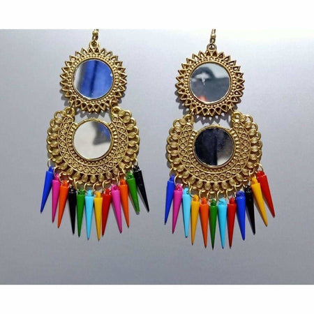 MS Fashion India Gold Color Latest Fashion Hanging Earrings With Multicolor Pearls