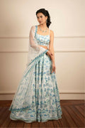 Jyoti Fashion Premium Sky Blue Faux Georgette 3MM Sequins with Thread & Jari Embroidery Lehenga Choli with Dupatta