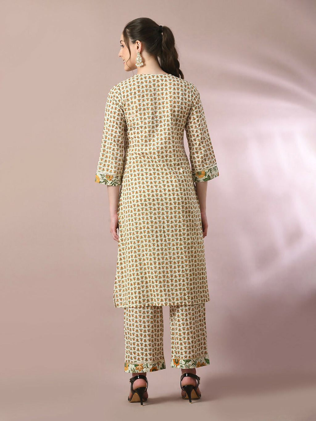 Myshka Women's Multi Printed Cotton Straight Party Kurta Set