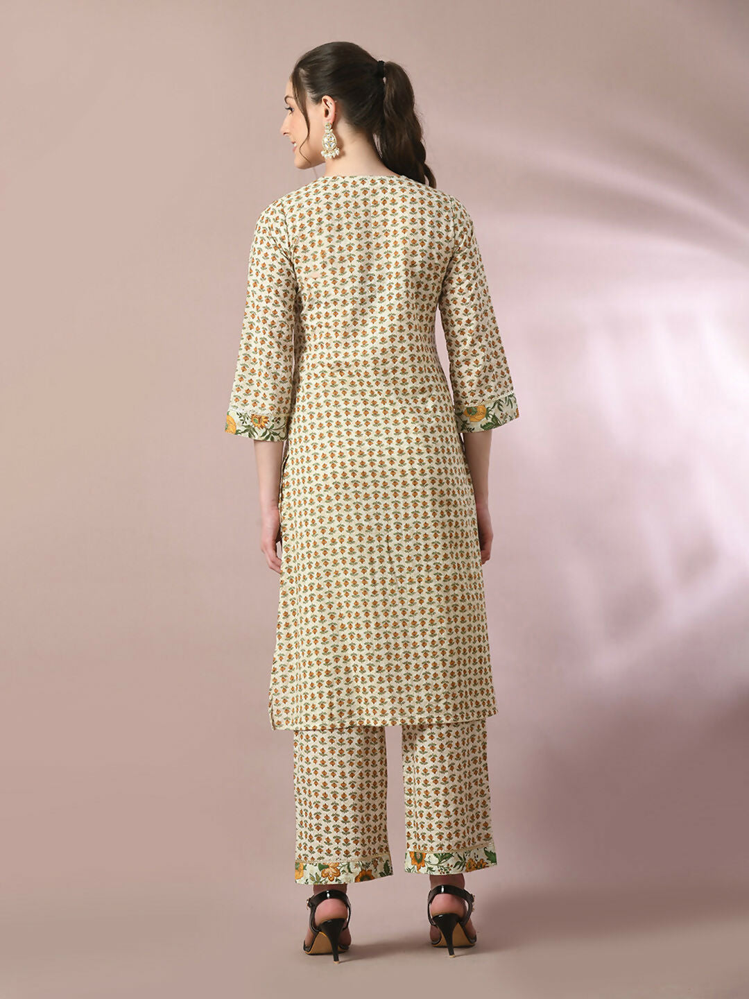 Myshka Women's Multi Printed Cotton Straight Party Kurta Set