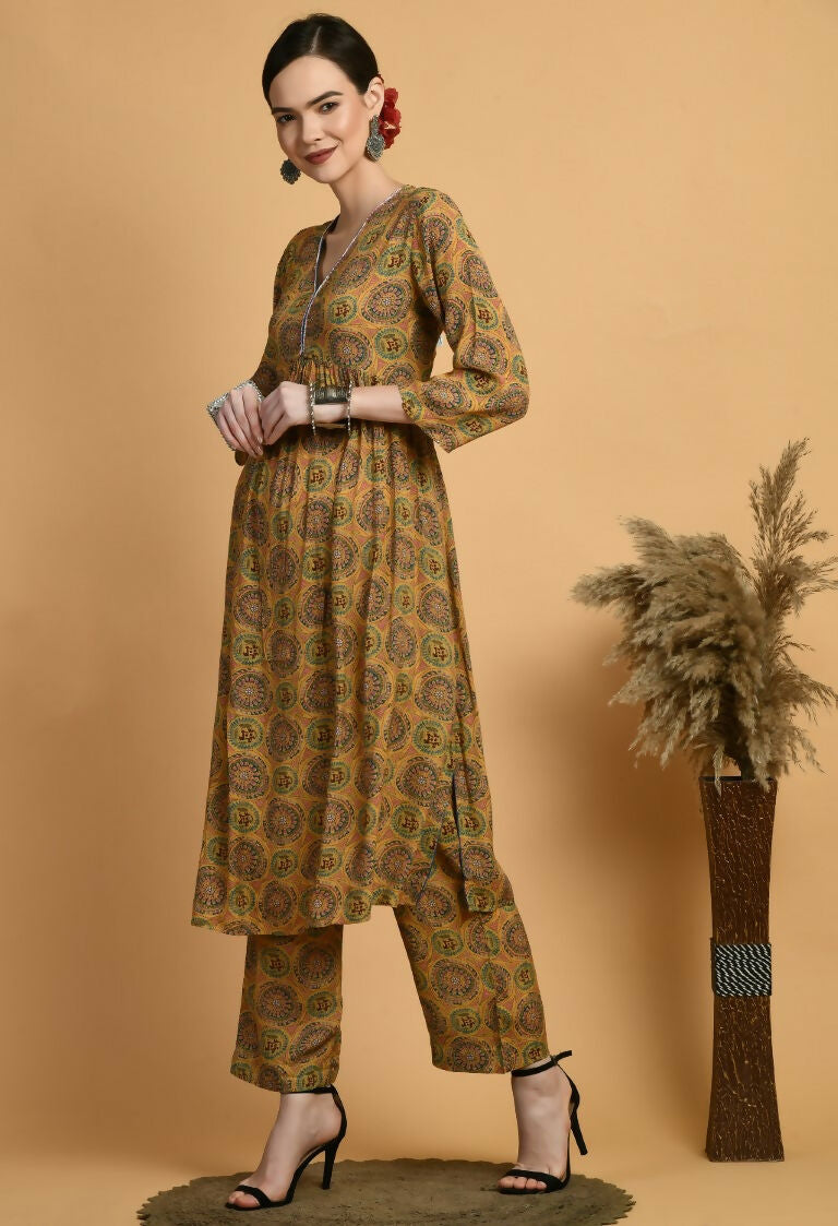 Joban Fashion Mustard Maslin Kurta Set