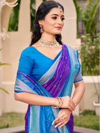 Shree Shyam Fashion Pochampalli Silk Violet Saree - Distacart