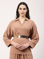 NVR Women Circular Gold-Polished Adjustable Broad Belt