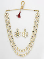 NVR Women's Gold-Plated Kundan 2 Layered Handcrafted Jewellery Sets With Drop Earrings - Distacart