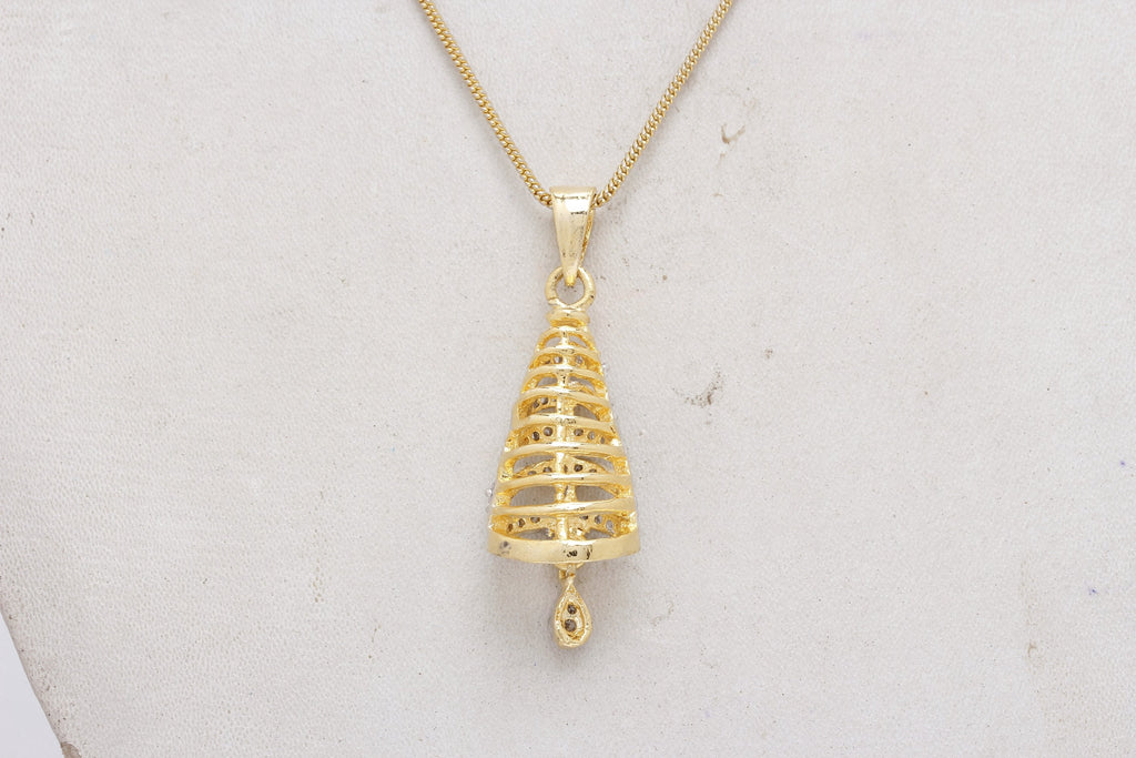 Gold-Polished Alloy Bell Shaped American Diamond Necklace Set - The Pari