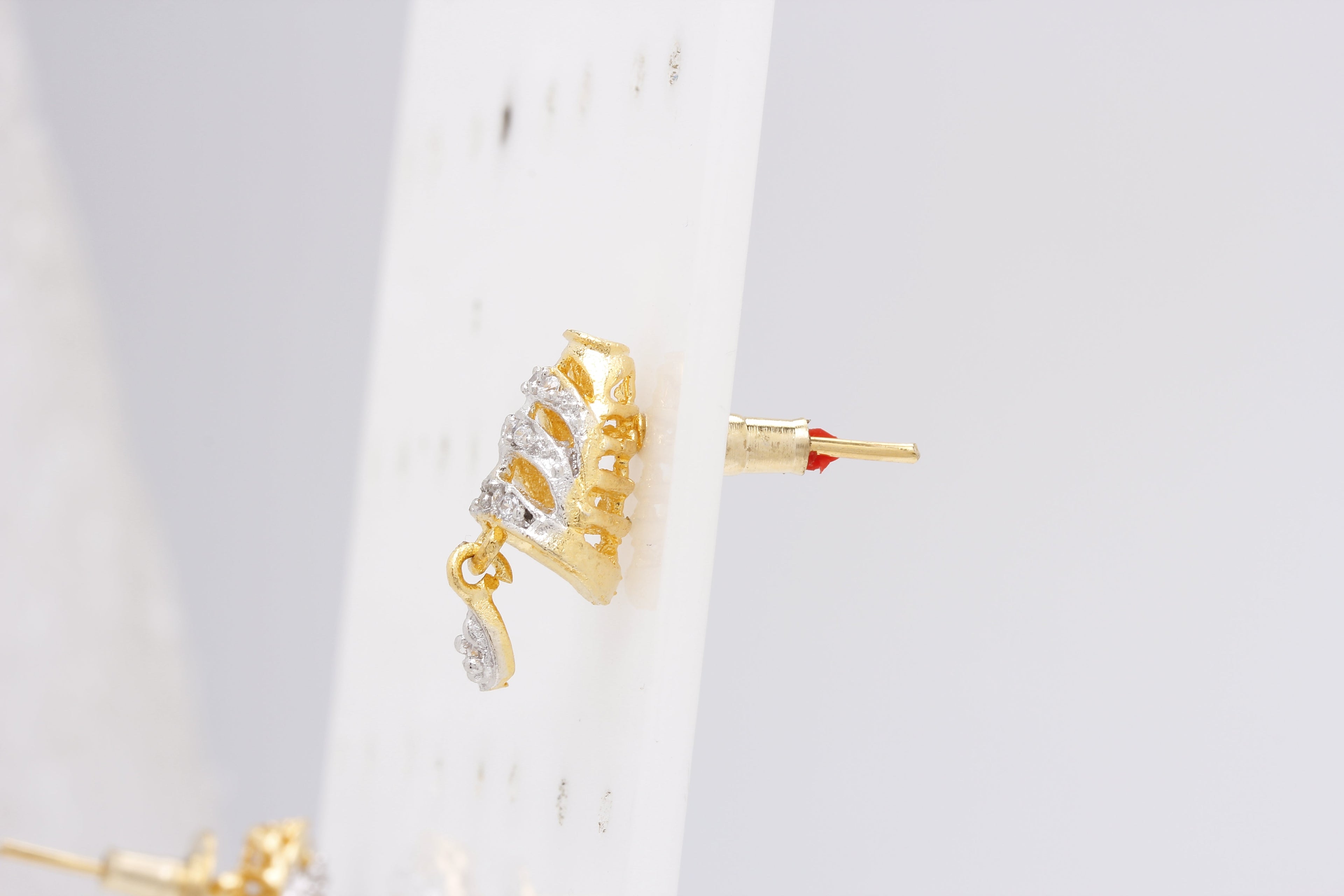 Gold-Polished Alloy Bell Shaped American Diamond Necklace Set - The Pari