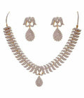 Rhodium-Plated Alloy Snake Shape American Diamond Necklace Set - The Pari