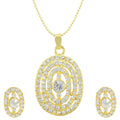 Gold-Polished Alloy Rhinestones Studded Pendant Set - The Pari